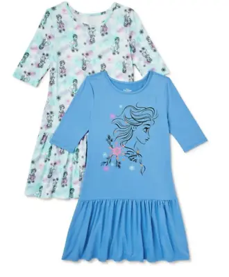 FROZEN II Anna Elsa Girls Dress 2 Pack Blue Skater NWT 4/5 6/6X 7/8 10/12 • $19.99