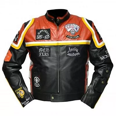 Leather Jacket Mickey Rourke Motorcycle Vintage Jacket For Men - Fast Shipping! • $94.99