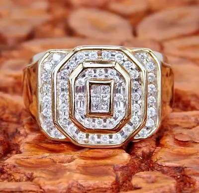 $1261.98 • Buy Mens 1.00ctw Diamond Rectangle Ring 10k Yellow Gold