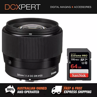 $589 • Buy Sigma 56mm F/1.4 Dc Dn Contemporary For Sony E-mount (4351965) + Sd Card