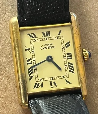 Vintage Must De Cartier Tank Quartz Vermeil Watch • $1472