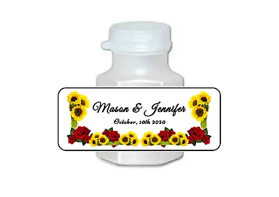 $3 • Buy 30 Wedding Favor Mini Bubble Labels Stickers Personalized Roses And Sunflowers