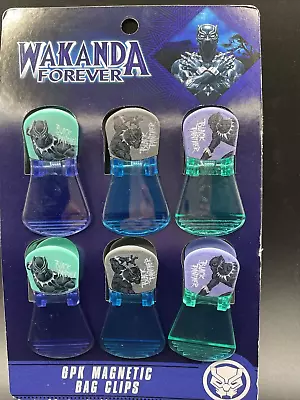 NEW - Disney's Marvel BLACK PANTHER WAKANDA FOREVER 6 Pack Magnetic Bag Clips • $9.49