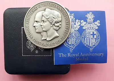 £73.50 • Buy 1972 JOHN PINCHES Silver Medal, Queen Elizabeth II 25th Wedding Anniversary 63g