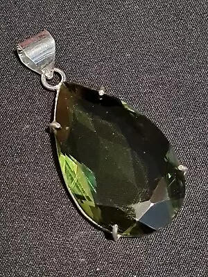 925 Silver Peridot Gemstone Large/chunky Pear Shaped Pendant. Beautiful! (2961) • £30