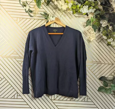 J.Crew Women's Cashmere Navy Blue V-Neck Boyfriend Sweater Size XXS H0764 • $24.99