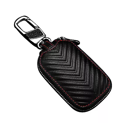 Genuine Leather Car Key Chain Bag Smart Key Holder Cover Remote Fob Case • $10.98