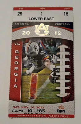 UGA Bulldogs Vs Auburn Tigers College Football Ticket Stub - Nov. 10 2012 • $8