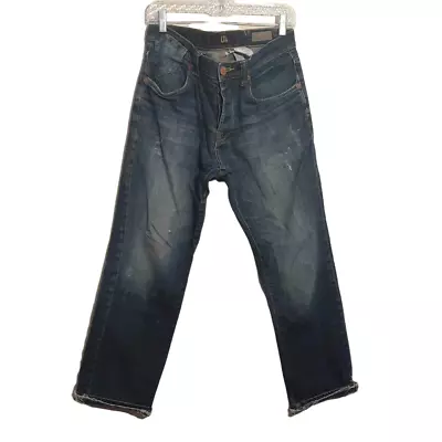 LTB Mens Jeans Size 31x28 Straight Blue Button Fly Cuffed Distressed Grunge • $21.99