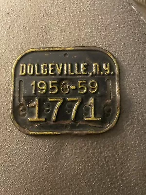 Vintage Bicycle License Plate Tag 1958-59 Dolgeville N.Y. New York State • $9.99