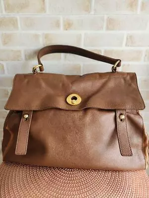YVES SAINT LAURENT YSL Muse Two Handbag Tote Bag Brrown Leather Canvas Women's • £144.97