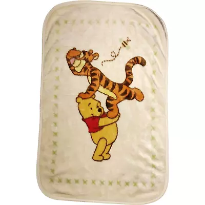 Classic Winnie The Pooh Tigger Baby Blanket Beige Cream Green X Bee Thick Disney • $28