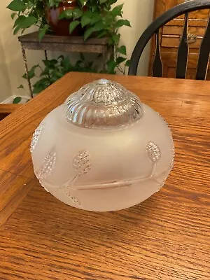 VTG Small Frosted & Clear Pressed Glass Ceiling Mount Shade Globe • $18