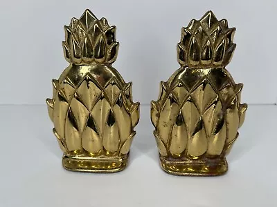 Vintage Brass Pineapple Bookends Pair Virginia Metal Crafters Newport N8-2     • $34.99