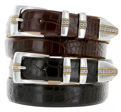 Milan Men's Belt Genuine Leather Italian Calfskin Designer Dress Belt 1-1/8   • $36.95