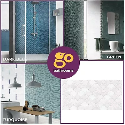 Mosaic Fish Scale Ceramic Tiles Walls Splashback Floors Bathrooms 30x60 | Box • £16.99