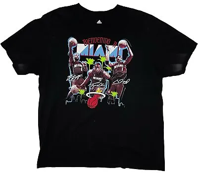 Adidas Miami Heat LeBron James Dwyane Wade Chris Bosh Big 3 Black Shirt; 2XL • $17