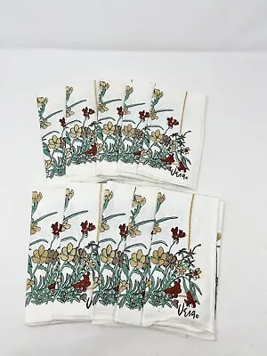 VTG Vera White Neutral Muted Floral Design Set Of 11 Dinner Napkins Neumann • $29.99