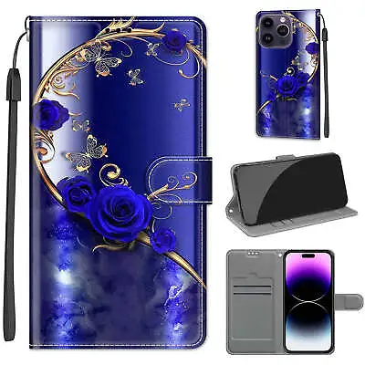 For Various Phone Flip Leather Wallet Painted Card Holder Stand Cover Case Women • $8.12