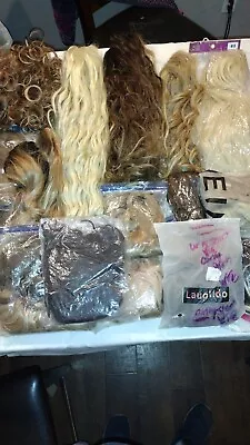 Large Lot 45 Piece Human Hair & Synthetic Wigs Ext... Lot • $9.99