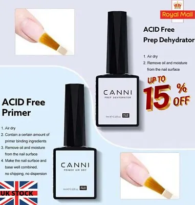 CANNI Nail Gel Polish Nail Prep Dehydrator & Primer Hemma Free UV LED 9ml Uk • £4.69