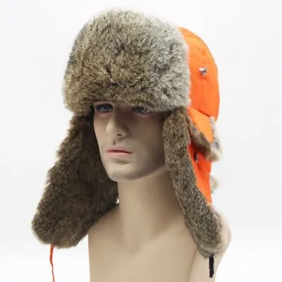 New Unisex Real Rabbit Fur Hat Trapper Earflap Cap Snowboard Hunter Hats Warm • $25.69