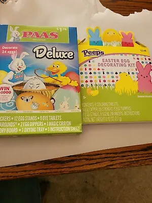 Lot Of 2 DUDLEYS  PAPER MAGIC PEEPS  & PAAS DELUXE EGG DYE DECORATING KITS  NEW • £8.69