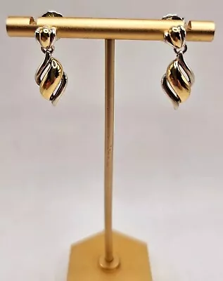  Vintage 18k Yellow Gold 925 Modernist Drop California Style Earrings  • $109.99