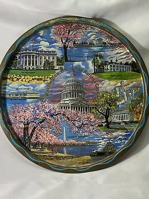 Washington DC Vintage Souvenir Tray Made In Japan 13  Diameter GC Cherry Blossom • $18.88