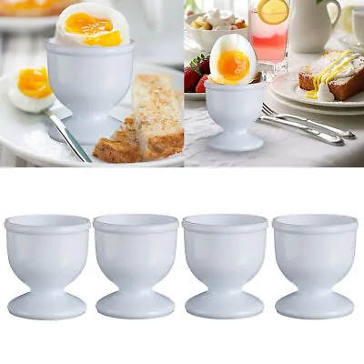 4x White Egg Cup Holder Hard Soft Boiled Eggs Holders Cups Kitchen Breakfast • £3.19