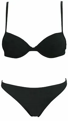 Bikini Underwired Grey Suedette 32 B Cup 8-10 By Calzedonia Lightly Padded J6 • £9.99