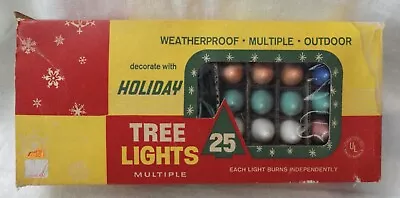 Vintage Holiday Christmas Tree Lights ~ 25 Bulb String Lights In Box  In/outdoor • $19