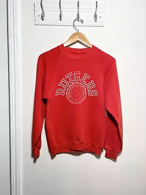 Vintage 80’s Red Rutgers University Crewneck Sweatshirt Size Small • $30