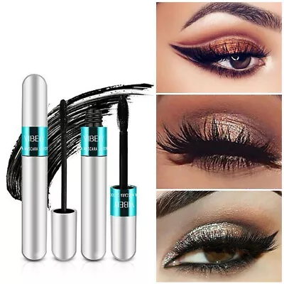 Thick Long Waterproof Silk Fiber 4D Mascara Makeup Cosmetic Silver Tube Eyelash • $5.89