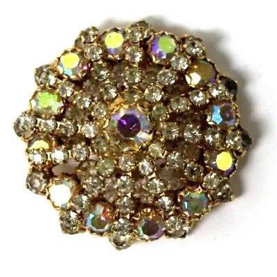 Vintage Signed Weiss Starburst Aurora Borealis & Clear Rhinestone Brooch • $39.94