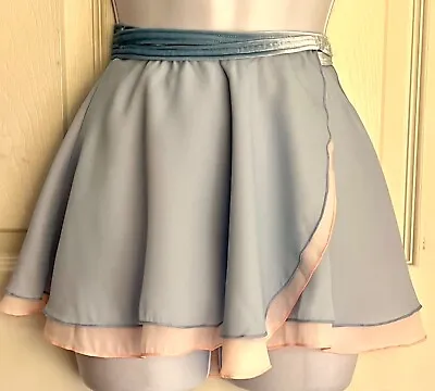 GK PINK BLUE WRAP SKIRT LADIES SMALL DOUBLE LAYER GEORGETTE  DANCE BALLET Sz AS • $37.99