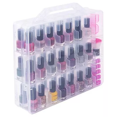 Gel Nail Polish Organizer Case For 48 Bottles Double Side Holder With Adjust... • $31.15