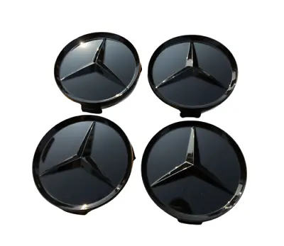 4PCS Mercedes Benz 75MM BLACK Wheel Center Hub Caps AMG Wreath Emblem Badge • $15.99