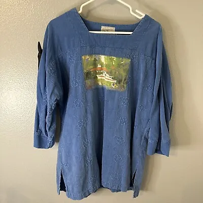 VTG MICHAEL LEU ART TO WEAR  Sleeveless Shirt Vest Top Acid Wash ￼blue LARGE￼ ￼ • $25