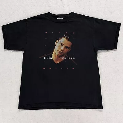 Vtg 90s Ricky Martin Livin La Vida Loca Tour T-Shirt Youth XL Adult Small Black • $19.95