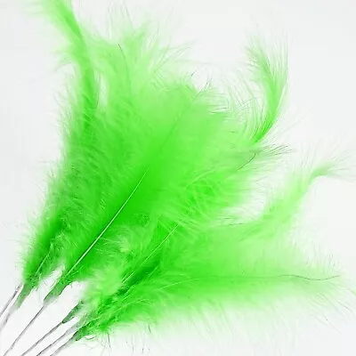 6 X LIME GREEN FEATHERS Stem Spray Floristry Hat Making Fascinator Cake Crafting • £3.78