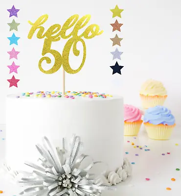 Hello 30th 40th 50th 60th 70th 80th 90th Glitter Birthday Cake Topper Decoration • £2.09