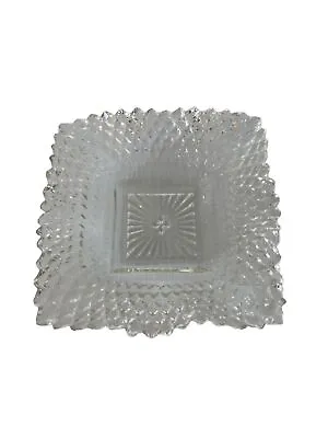 Vintage Indiana Glass Clear Diamond Point Ruffle Sawtooth Edge Candy Dish 3 Inch • $7.88