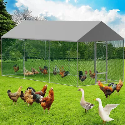 3-6M Walk In Chicken Coop Cage Chicken Run Hutch Hen House Enclosure Cover Gate • £139.96