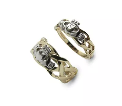 £1050 • Buy Irish Claddagh His & Her Matching Two Tone Gold Wedding Band Set Made In Ireland