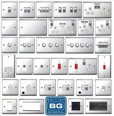 £10.87 • Buy BG Nexus Decorative Light Switches & Sockets Polished Chrome White Inserts Range