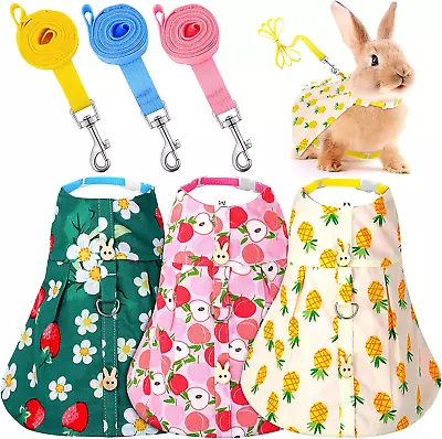 3 Piece Cute Rabbit Leash And Harness Set Bunny Rabbit Dress Clothes Walking Ha • $18.72