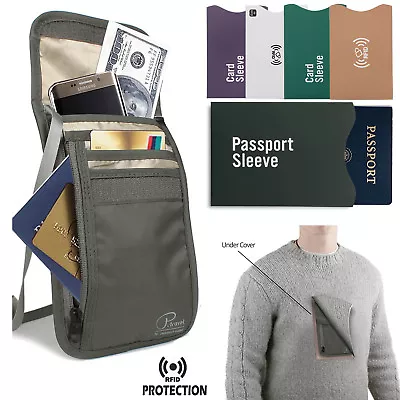 $20.89 • Buy Premium Soft Passport Wallet Rfid Blocking Neck Stash Travel Holder Bag For Men
