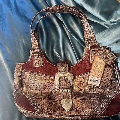 New With Tags Ladies' Handbag P&G Western Red & Gold W/Rhinestone Accents • $10