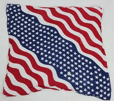 Vintage American Flag Design Red White Blue Bandana Handkerchief Made In USA • $15.95